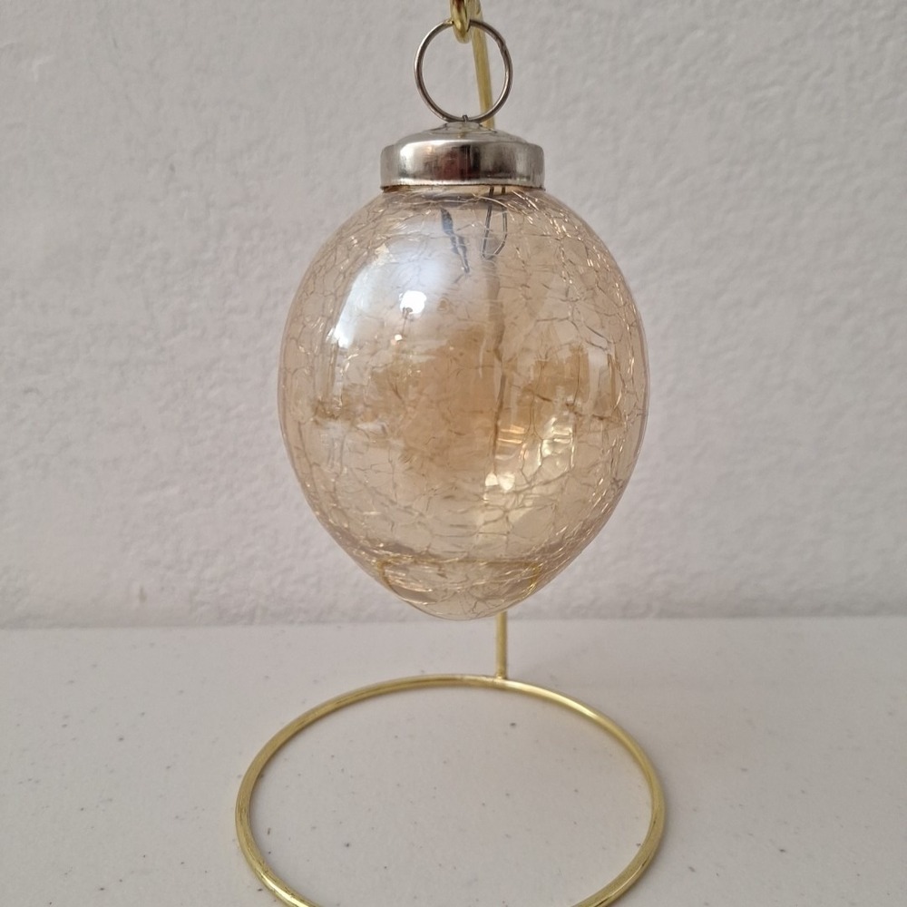 Vintage Kugle Style Mercury Crackle Glass Ball Christmas Gold Ornament 4", Heavy - Picture 2 of 16